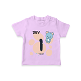 Baby T-Shirt Birthday Outfit - 1st Year | Personalized T-Shirt | Cozy Cotton Fabric - LILAC - 0-5 Months Old (Chest 17")