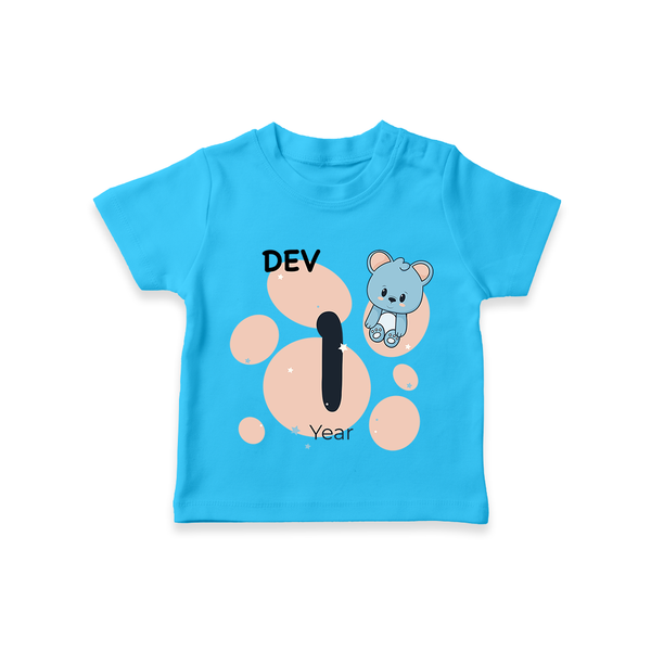 Baby T-Shirt Birthday Outfit - 1st Year | Personalized T-Shirt | Cozy Cotton Fabric - SKY BLUE - 0-5 Months Old (Chest 17")