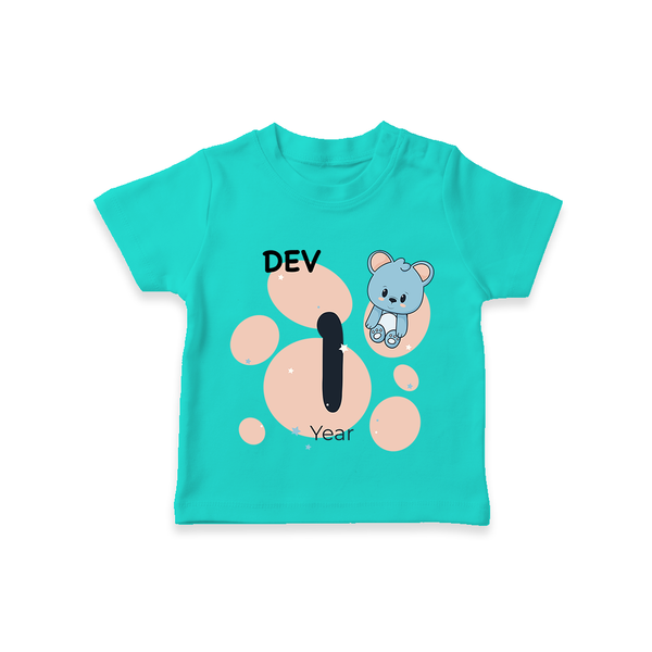 Baby T-Shirt Birthday Outfit - 1st Year | Personalized T-Shirt | Cozy Cotton Fabric - TEAL - 0-5 Months Old (Chest 17")