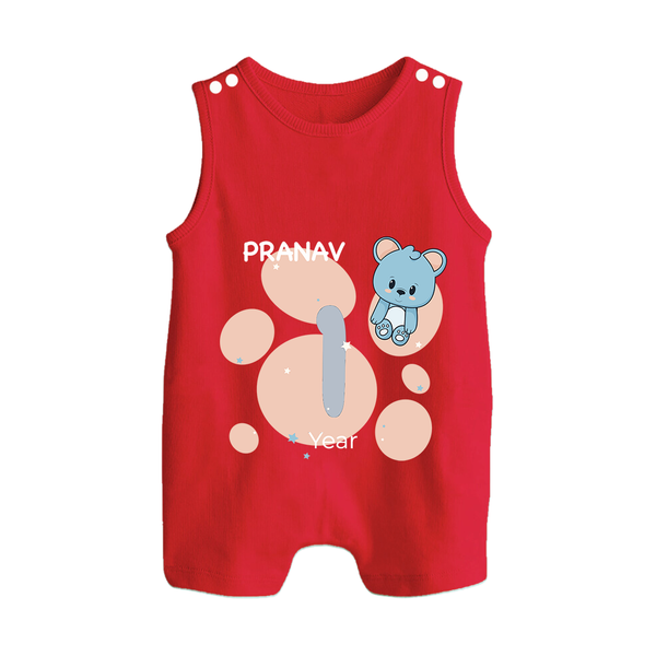 Baby Romper Suit/ Sleeveless Romper Birthday Outfit - 1st Year | Personalized Romper Suit/ Sleeveless Romper | Cozy Cotton Fabric - RED - 0 - 5 Months Old (Chest 18")