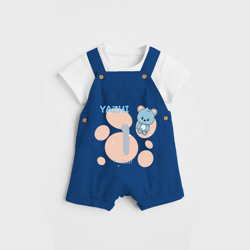 Commemorate your little one's 1st year with a customized Dungaree Set - COBALT BLUE - 0 - 5 Months Old (Chest 17")