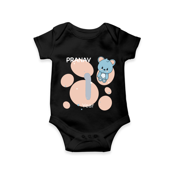 Baby Romper Birthday Outfit - 1 Year | Personalized Bodysuit | Cozy Cotton Fabric - BLACK - New Born (Chest 14")