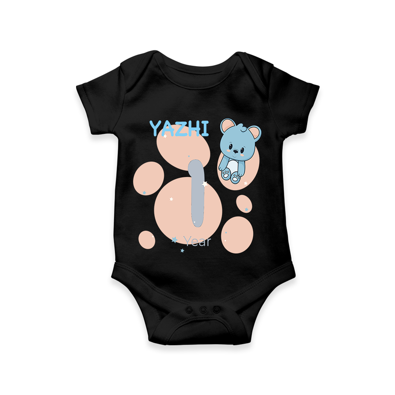 Commemorate your little one's 12th month with a customized romper - BLACK - 0 - 3 Months Old (Chest 16")