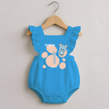 Baby Romper Frock Birthday Outfit - 1st Year | Personalized Romper Frock | Cozy Cotton Fabric - SKY BLUE - 0 - 3 Months Old (Chest 19")