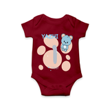 Commemorate your little one's 12th month with a customized romper - MAROON - 0 - 3 Months Old (Chest 16")