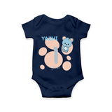 Commemorate your little one's 12th month with a customized romper - NAVY BLUE - 0 - 3 Months Old (Chest 16")