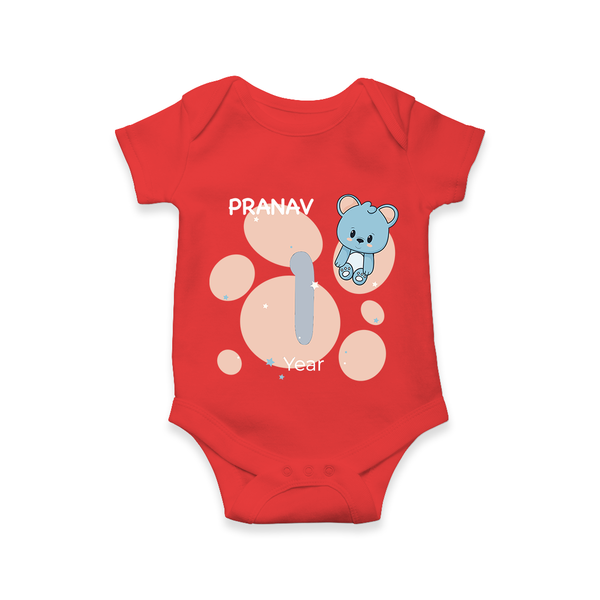 Baby Romper Birthday Outfit - 1 Year | Personalized Bodysuit | Cozy Cotton Fabric - RED - New Born (Chest 14")