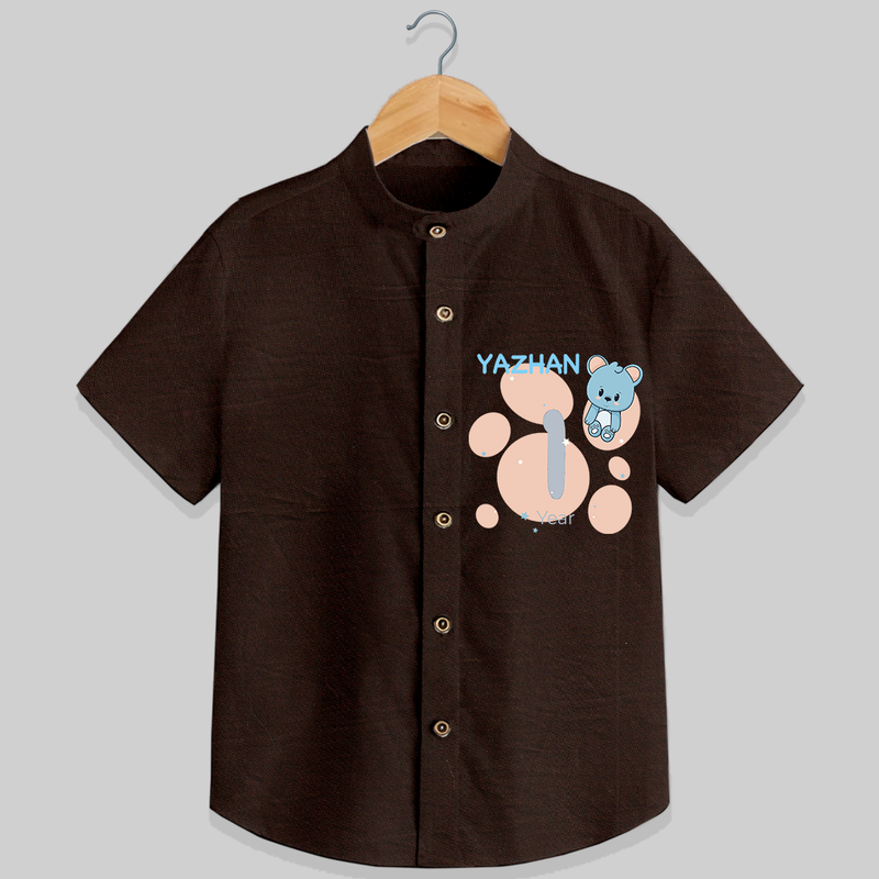 Commemorate your little one's 1st Year with a customized Shirt - CHOCOLATE BROWN - 0 - 6 Months Old (Chest 21")