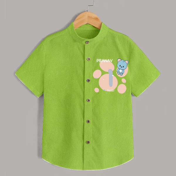 Baby Shirt Birthday Outfit - 1st Year | Personalized Shirt | Cozy Cotton Fabric - LIME GREEN - 0 - 6 Months Old (Chest 23")