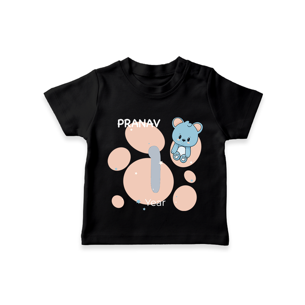 Baby T-Shirt Birthday Outfit - 1st Year | Personalized T-Shirt | Cozy Cotton Fabric - BLACK - 0-5 Months Old (Chest 17")