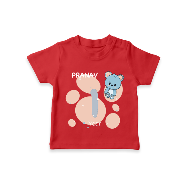 Baby T-Shirt Birthday Outfit - 1st Year | Personalized T-Shirt | Cozy Cotton Fabric - RED - 0-5 Months Old (Chest 17")