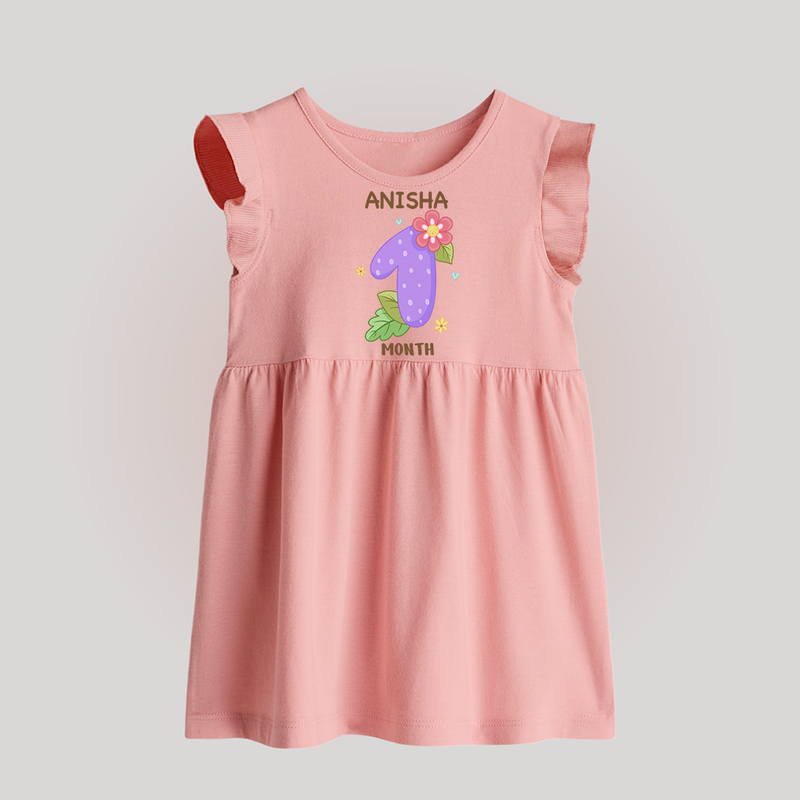 Celebrate Baby's 1st Month | Custom Baby Frock | Premium Cotton - BABY PINK - 0 - 3 Months Old (Chest 17")