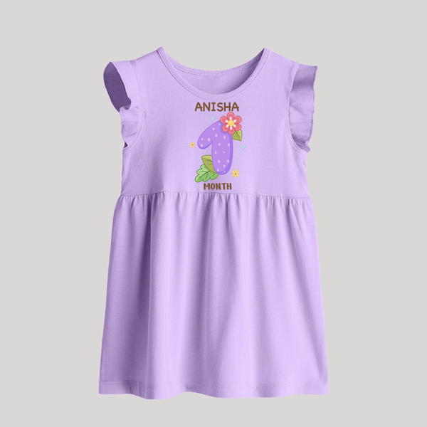 Celebrate Baby's 1st Month | Custom Baby Frock | Premium Cotton - LILAC - 0 - 3 Months Old (Chest 17")