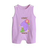Celebrate Baby's 1st Month | Custom Romper Suit/ Sleeveless Romper | Premium Cotton - LILAC - 0 - 5 Months Old (Chest 18")
