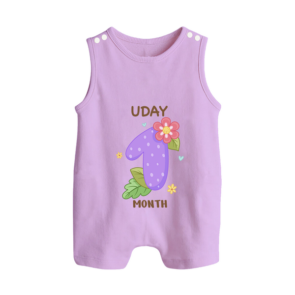 Celebrate Baby's 1st Month | Custom Romper Suit/ Sleeveless Romper | Premium Cotton - LILAC - 0 - 5 Months Old (Chest 18")
