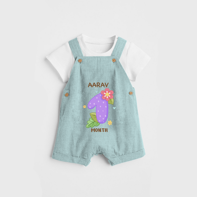 Memorialize your little one's first month with a personalized Dungaree - ARCTIC BLUE - 0 - 5 Months Old (Chest 17")