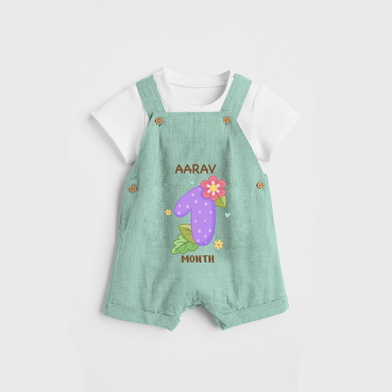Memorialize your little one's first month with a personalized Dungaree - LIGHT GREEN - 0 - 5 Months Old (Chest 17")