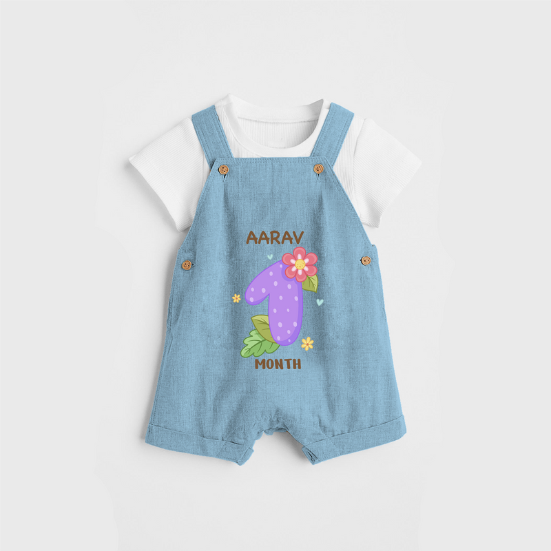 Memorialize your little one's first month with a personalized Dungaree - SKY BLUE - 0 - 5 Months Old (Chest 17")