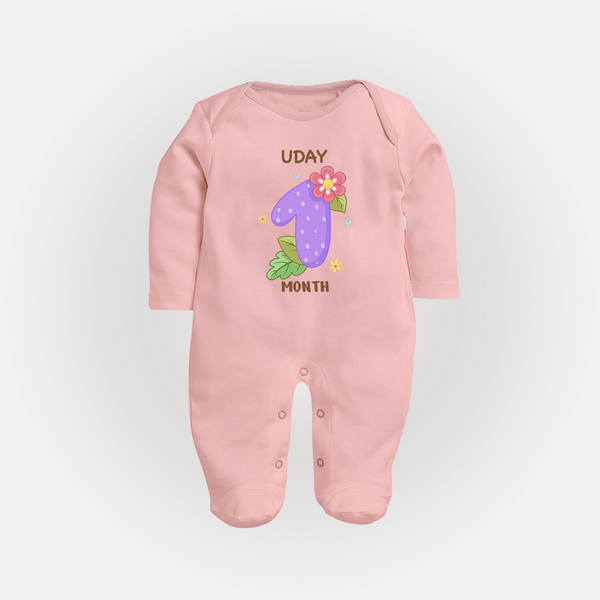 Dress Your Little One In Our Enchanting Customized Baby Sleep Suit For Their 1-Month Celebration - BABY PINK - New Born (Chest 7.5")