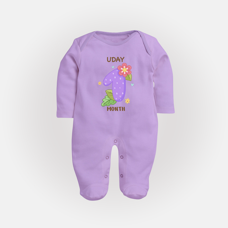 Dress Your Little One In Our Enchanting Customized Baby Sleep Suit For Their 1-Month Celebration - LILAC - New Born (Chest 7.5")