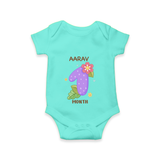 Memorialize your little one's First month with a personalized romper/onesie - ARCTIC BLUE - 0 - 3 Months Old (Chest 16")