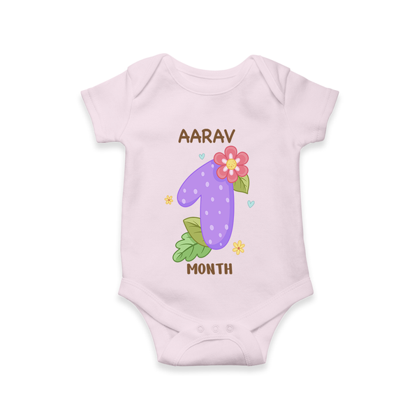 Memorialize your little one's first month with a personalized romper/onesie - BABY PINK - 0 - 3 Months Old (Chest 16")