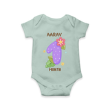 Memorialize your little one's First month with a personalized romper/onesie - MINT GREEN - 0 - 3 Months Old (Chest 16")