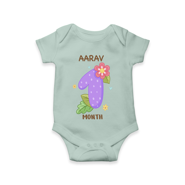 Memorialize your little one's first month with a personalized romper/onesie - MINT GREEN - 0 - 3 Months Old (Chest 16")