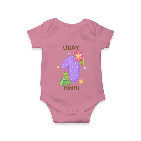 Celebrate Baby's 1st Month | Custom Romper/Onesie | Premium Cotton - ONION - New Born (Chest 14")