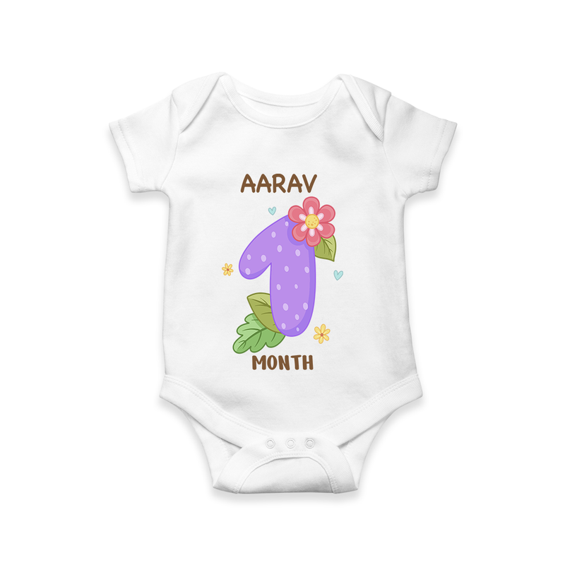 Memorialize your little one's First month with a personalized romper/onesie - WHITE - 0 - 3 Months Old (Chest 16")