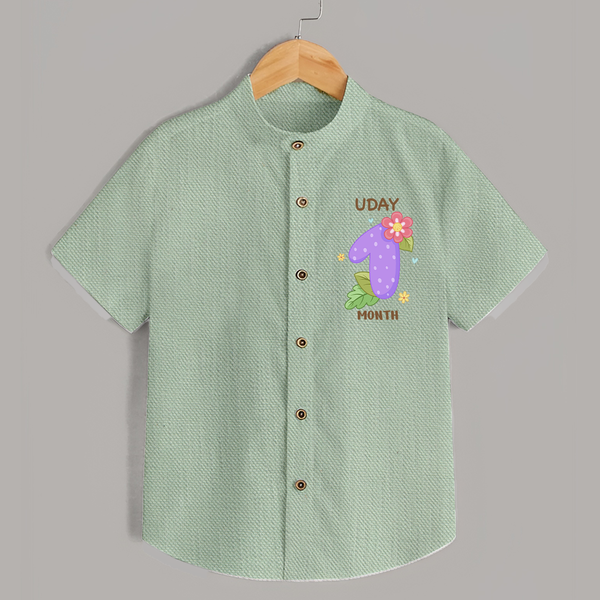 Celebrate Baby's 1st Month | Custom Shirt | Premium Cotton - MINT GREEN - 0 - 6 Months Old (Chest 23")