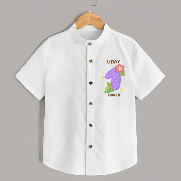 Celebrate Baby's 1st Month | Custom Shirt | Premium Cotton - WHITE - 0 - 6 Months Old (Chest 23")