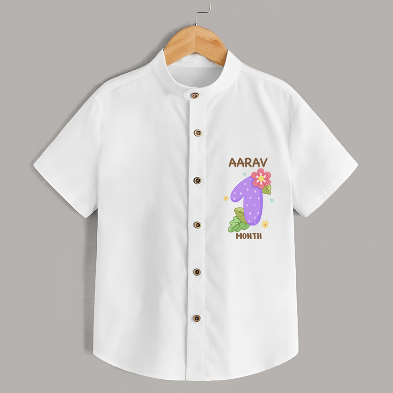 Memorialize your little one's First month Birthday with a personalized Shirt - WHITE - 0 - 6 Months Old (Chest 21")