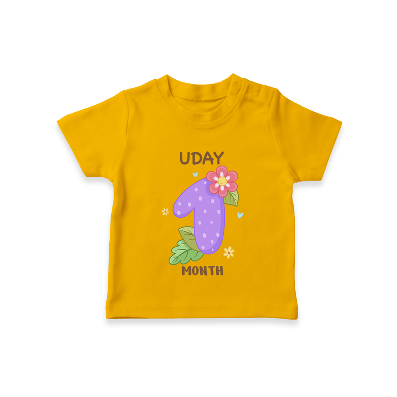 Celebrate Baby's 1st Month | Custom T-Shirt | Premium Cotton - CHROME YELLOW - 0-5 Months Old (Chest 17")
