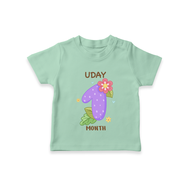 Celebrate Baby's 1st Month | Custom T-Shirt | Premium Cotton - MINT GREEN - 0-5 Months Old (Chest 17")