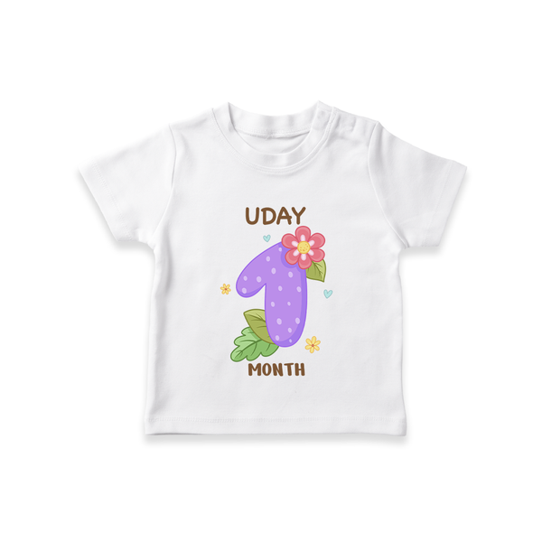 Celebrate Baby's 1st Month | Custom T-Shirt | Premium Cotton - WHITE - 0-5 Months Old (Chest 17")