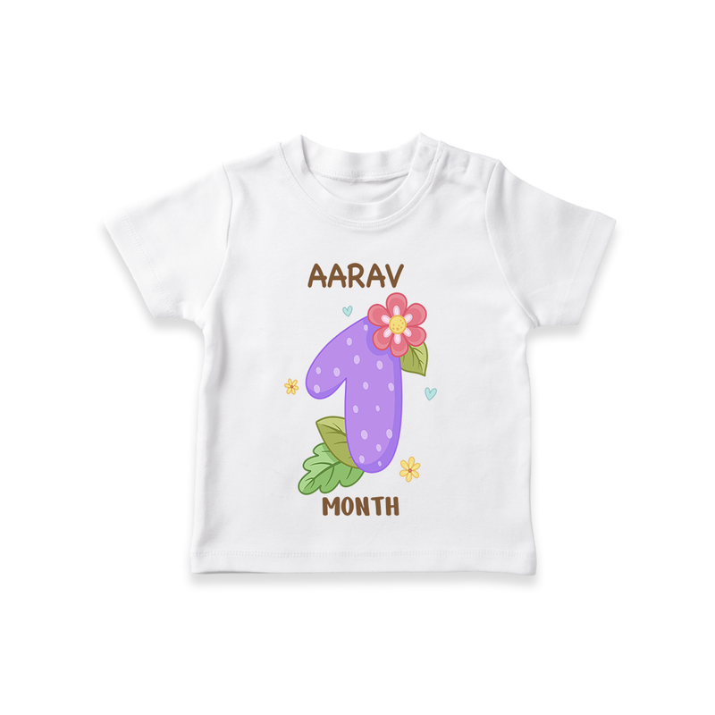 Memorialize your little one's first month with a personalized kids T-shirts - WHITE - 0 - 5 Months Old (Chest 17")