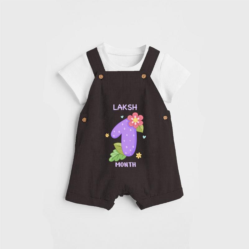 Memorialize your little one's first month with a personalized Dungaree - CHOCOLATE BROWN - 0 - 5 Months Old (Chest 17")