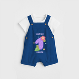 Memorialize your little one's first month with a personalized Dungaree - COBALT BLUE - 0 - 5 Months Old (Chest 17")