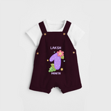 Memorialize your little one's first month with a personalized Dungaree - MAROON - 0 - 5 Months Old (Chest 17")