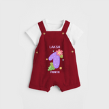 Memorialize your little one's first month with a personalized Dungaree - RED - 0 - 5 Months Old (Chest 17")