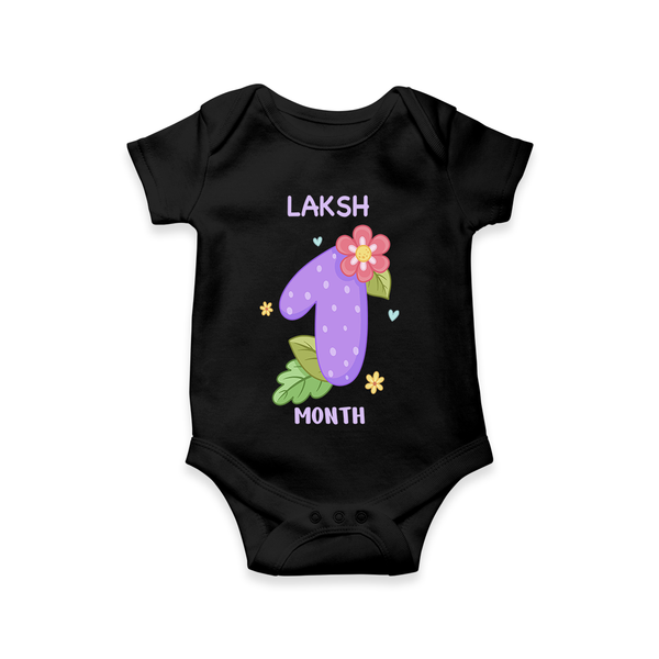 Memorialize your little one's first month with a personalized romper/onesie - BLACK - 0 - 3 Months Old (Chest 16")