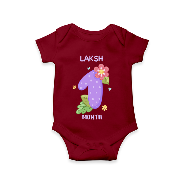 Memorialize your little one's first month with a personalized romper/onesie - MAROON - 0 - 3 Months Old (Chest 16")
