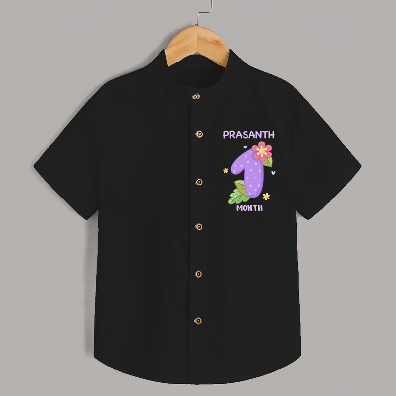 Celebrate Baby's 1st Month | Custom Shirt | Premium Cotton - BLACK - 0 - 6 Months Old (Chest 23")