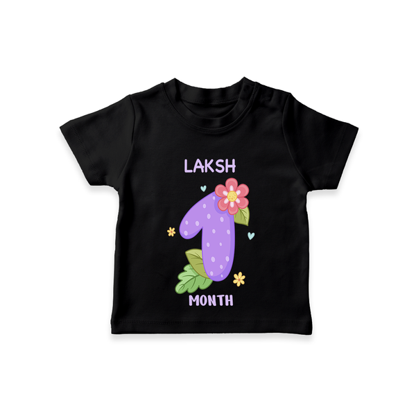 Memorialize your little one's first month with a personalized kids T-shirts - BLACK - 0 - 5 Months Old (Chest 17")
