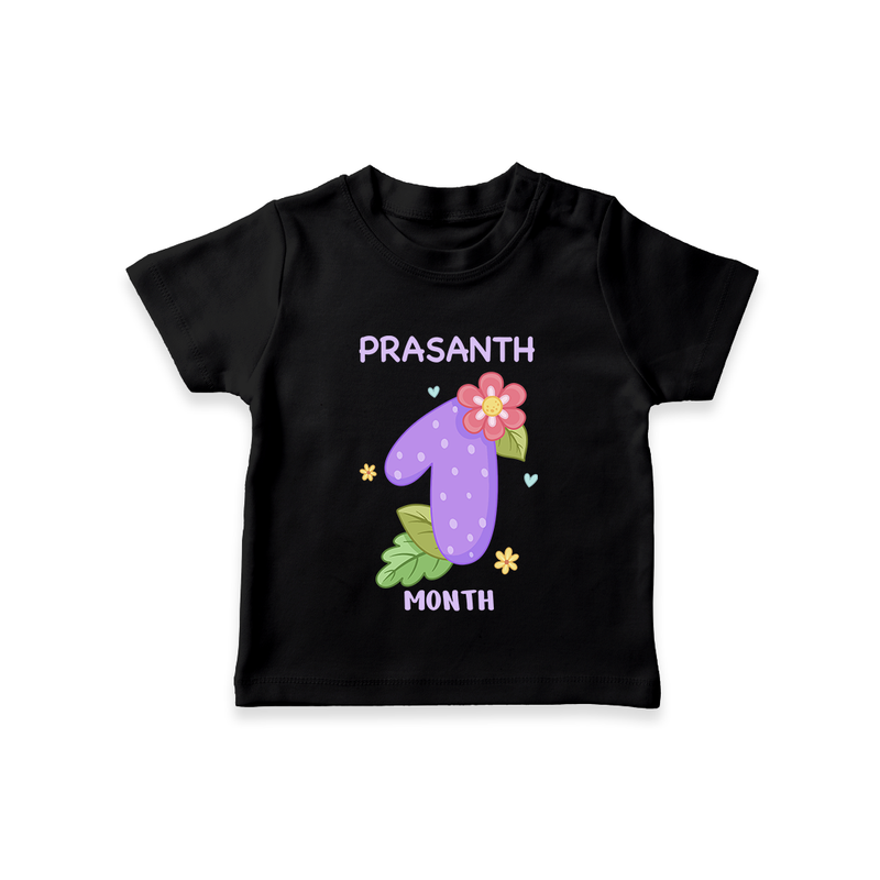 Celebrate Baby's 1st Month | Custom T-Shirt | Premium Cotton - BLACK - 0-5 Months Old (Chest 17")
