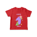 Memorialize your little one's first month with a personalized kids T-shirts - RED - 0 - 5 Months Old (Chest 17")