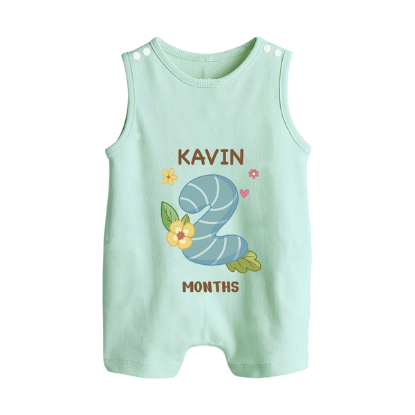 Celebrate Baby's 2nd Month | Custom Romper Suit/ Sleeveless Romper | Premium Cotton - MINT GREEN - 0 - 5 Months Old (Chest 18")