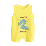 Celebrate Baby's 2nd Month | Custom Romper Suit/ Sleeveless Romper | Premium Cotton - PASTEL YELLOW - 0 - 5 Months Old (Chest 18")