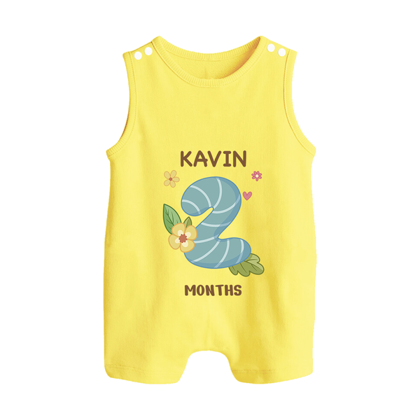 Celebrate Baby's 2nd Month | Custom Romper Suit/ Sleeveless Romper | Premium Cotton - PASTEL YELLOW - 0 - 5 Months Old (Chest 18")